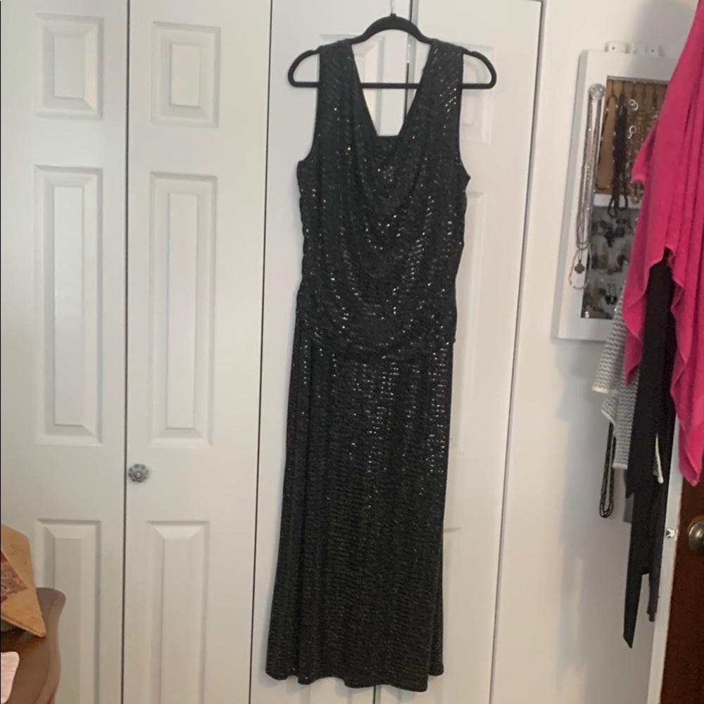 Enfocus Studio Black Sleeveless Cowl Neck Gown